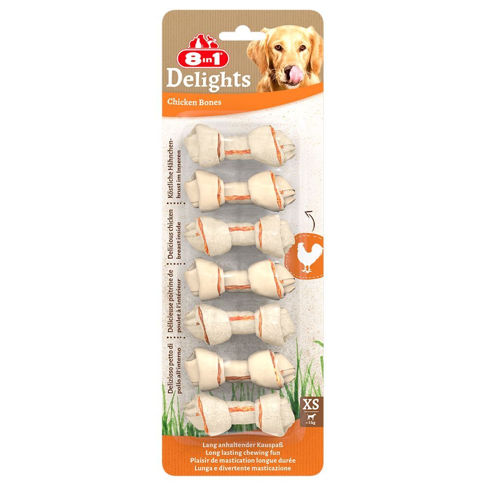 8in1 Os fourrés 8in1 Delights, poulet XS - lot % : taille XS, 252 g (21 os)