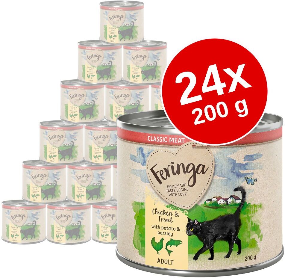 Feringa Lot Feringa Classic Meat Menu 24 x 200 g pour chat - saumon, dinde,...