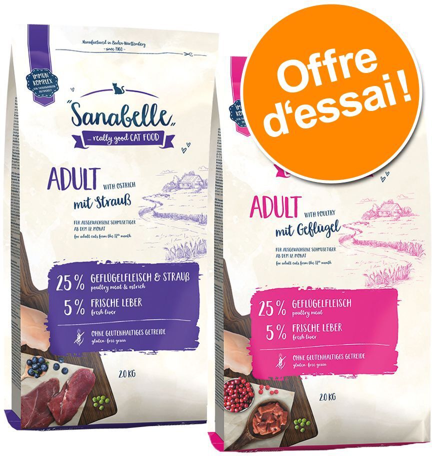 Sanabelle Lot mixte Sanabelle 2 x 2 kg - Sensitive, agneau & No Grain