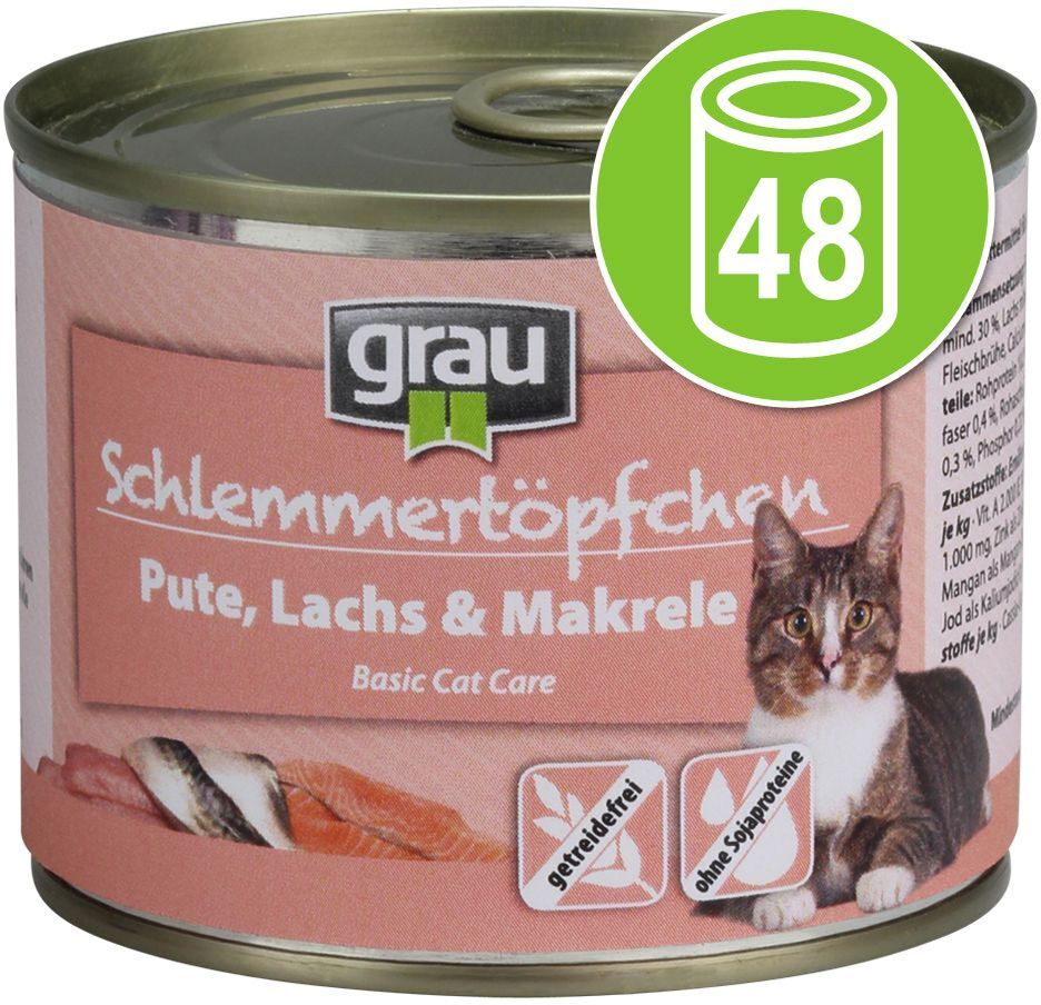 Grau Lot Grau Menu gourmand sans céréales 24 x 200 g pour chat - dinde,...