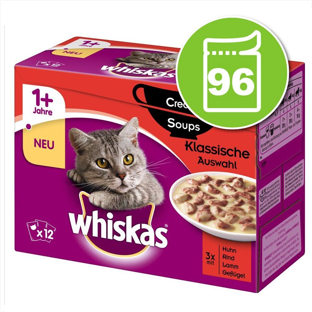 Whiskas Creamy Soup 96 x 85 g pour chat - Sélection classique (bœuf,...