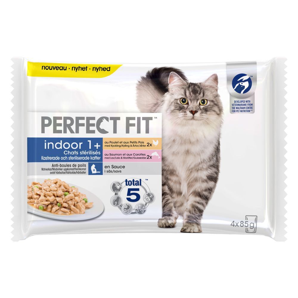 PERFECT FIT Indoor 1+ Chats stérilisés pour chat - poulet & saumon,...