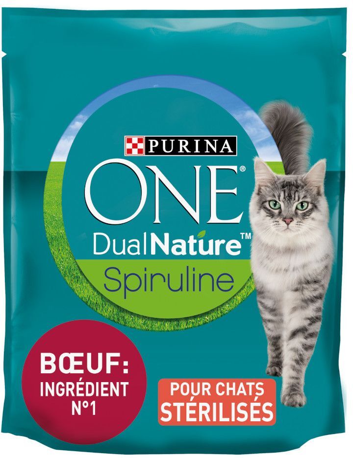 PURINA ONE Dual Nature Chat Stérilisé bœuf, spiruline - 4 x 1,4 kg