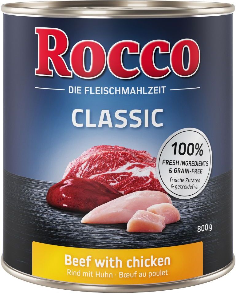 Rocco 24x800g Rocco Classic bœuf, panses vertes - Pâtée pour chien