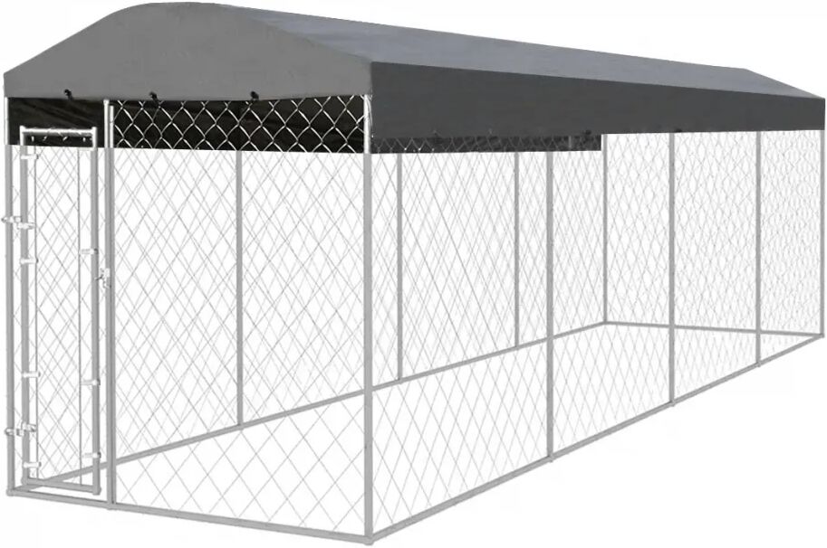 vidaXL Chenil extérieur avec toit pour chiens 8 x 2 x 2,4 m