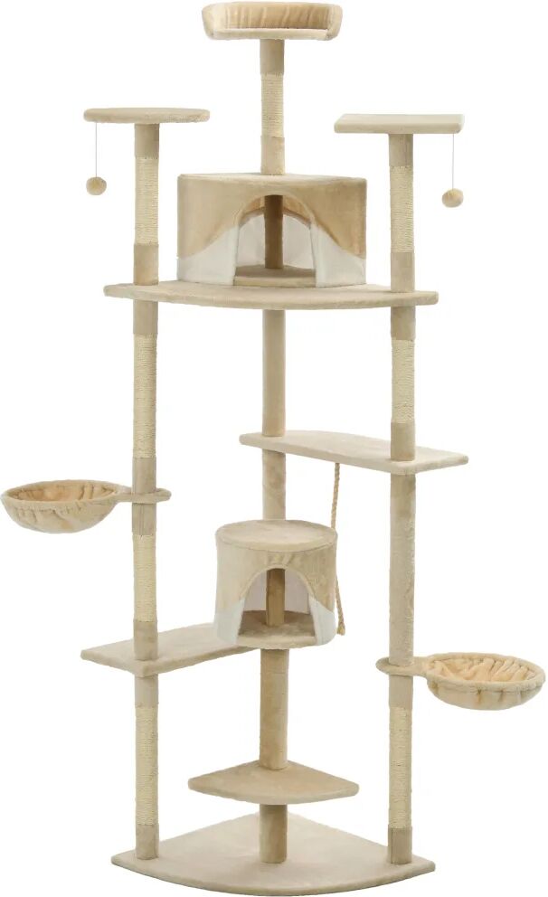 vidaXL Arbre à chat avec griffoirs en sisal 203 cm Beige et Blanc