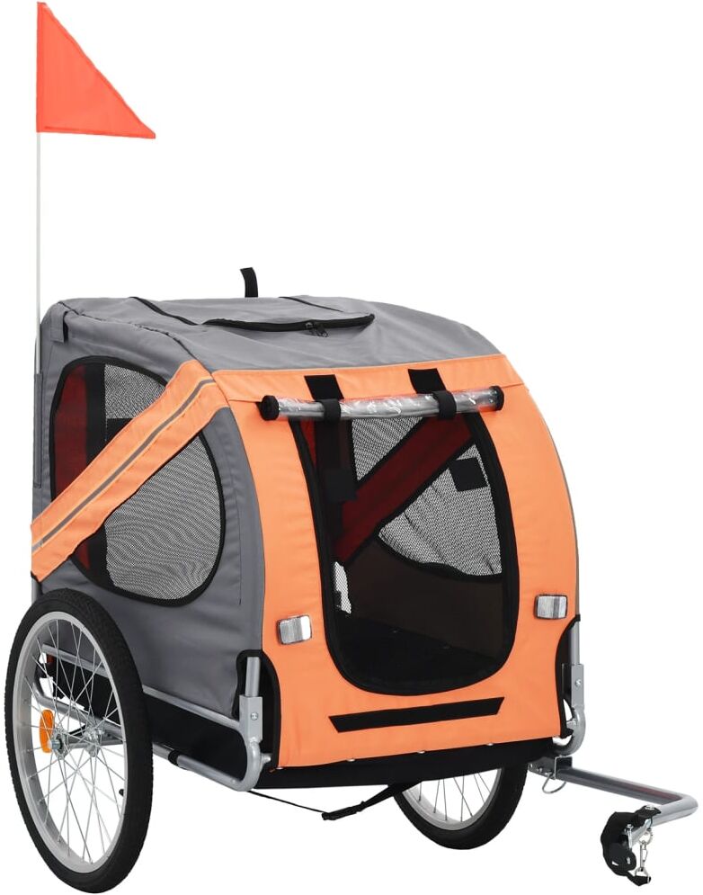 vidaXL Remorque de vélo pour chiens Orange et gris