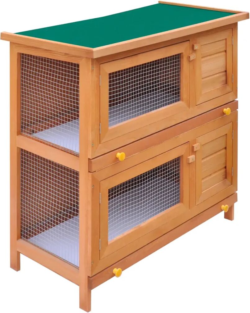 vidaXL Clapier d'extérieur Enclos pour petits animaux 4 portes Bois