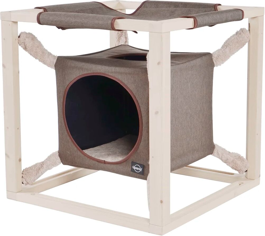 Quapas! Lit pour chats avec hamac Catcube Vert olive M 54x54x54 cm