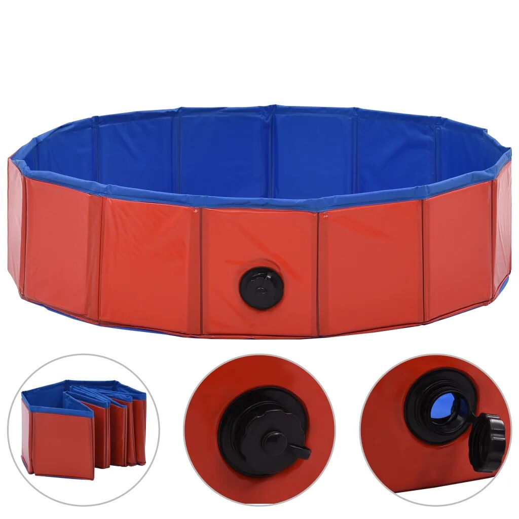 vidaXL Piscine pliable pour chiens Rouge 80x20 cm PVC