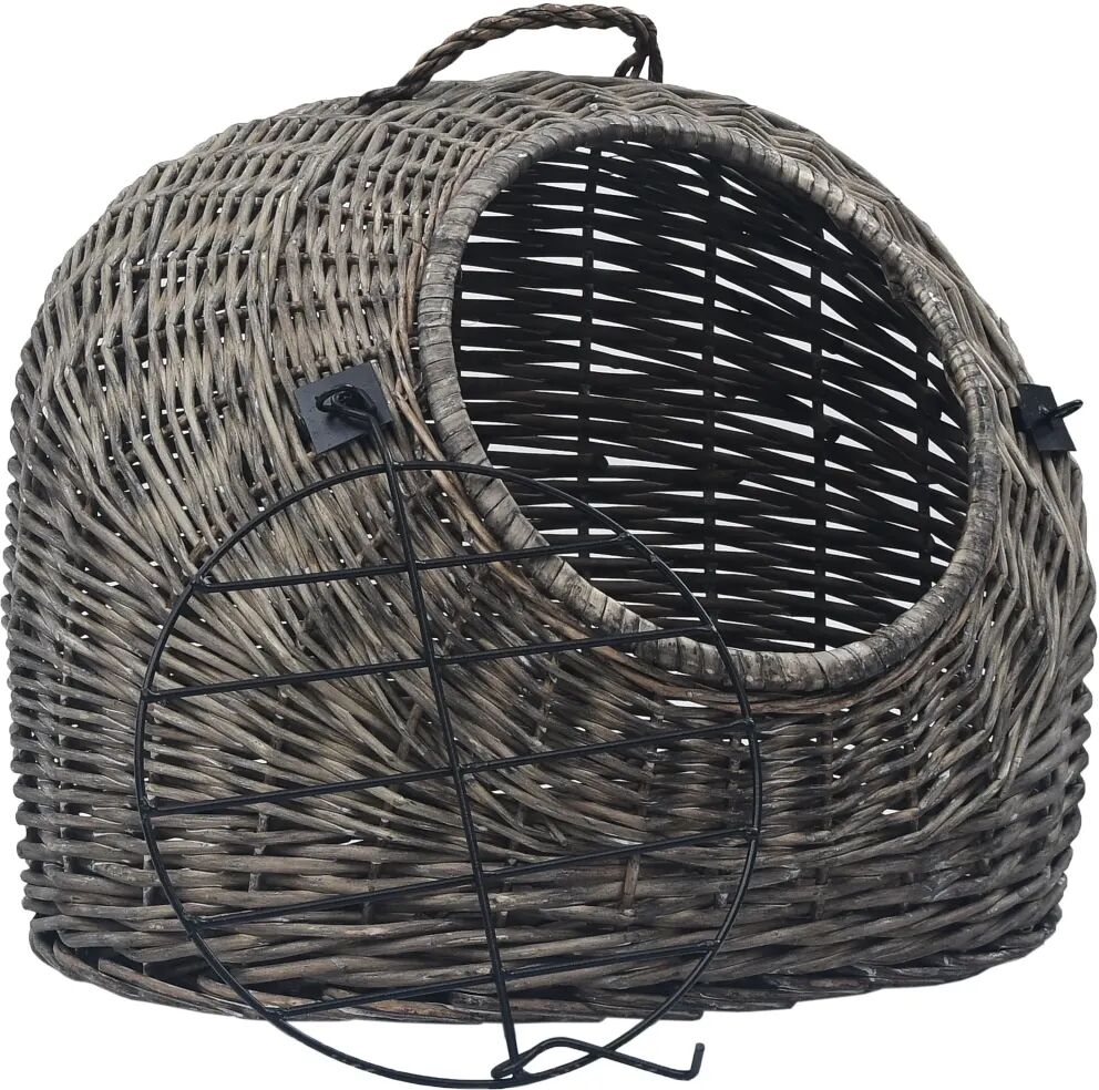 vidaXL Cage de transport pour chats Gris 45x35x35 cm Saule naturel