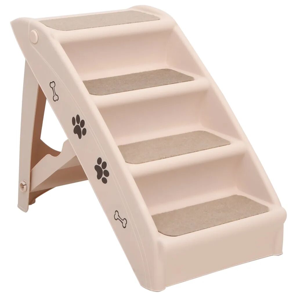 vidaXL Escaliers pliables pour chiens Crème 62x40x49,5 cm