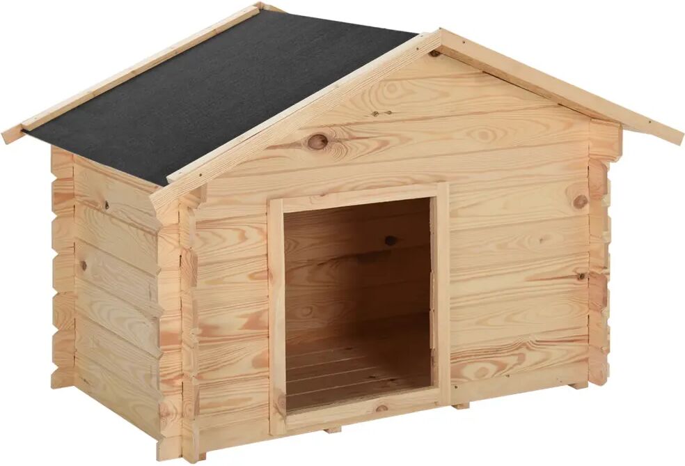 vidaXL Niche pour chiens 125x80x100 cm Bois de pin massif 14 mm