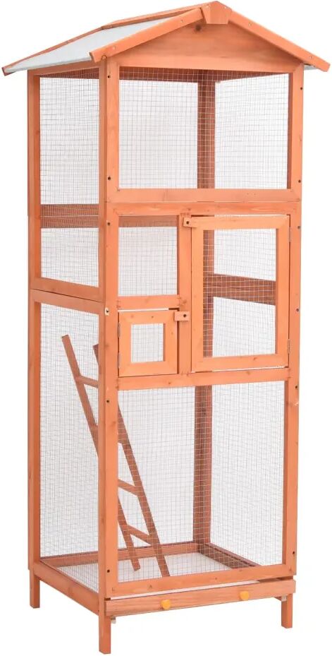 vidaXL Cage à oiseaux 68x62x166 cm Bois de sapin massif