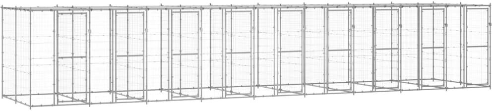 vidaXL Chenil extérieur Acier galvanisé avec toit 21,78 m²