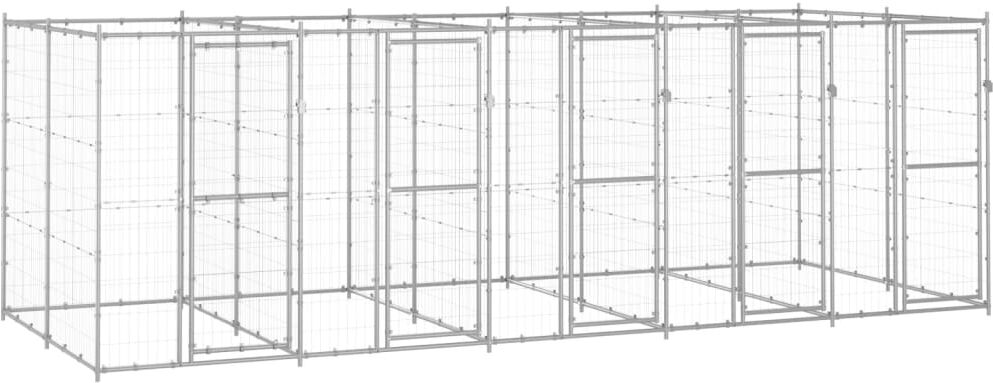 vidaXL Chenil extérieur Acier galvanisé 12,1 m²