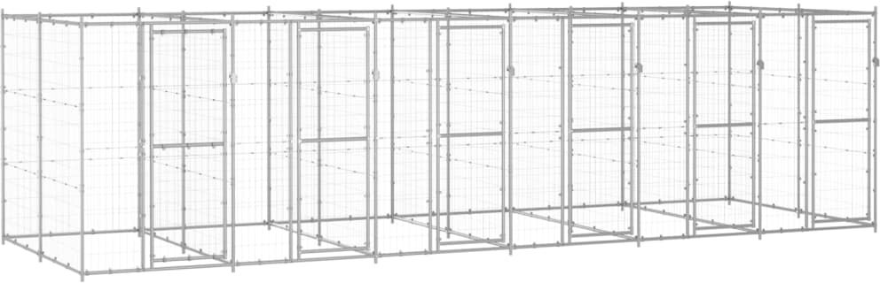 vidaXL Chenil extérieur Acier galvanisé 14,52 m²