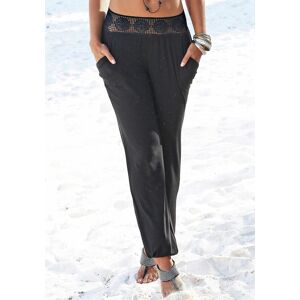 LASCANA Strandhose, mit Häkelbund und Taschen, Jerseyhose, elastisch, bequem schwarz  46
