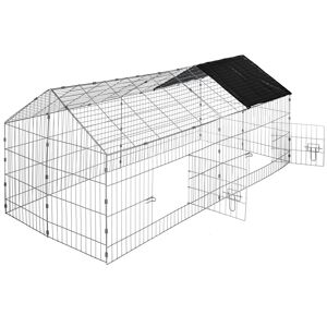 tectake Freigehege Kaninchen inkl. Sonnenschutz 180 x 75 x 75 cm - schwarz