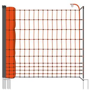 VOSS.farming classic 25m Hühnerzaun, Geflügelnetz, 106cm, 9 Pfähle, 2 Spitzen, orange