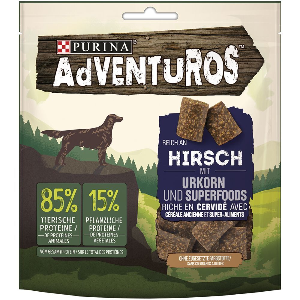 Adventuros 6x 90g Reich an Hirsch mit Urkorn AdVENTuROS Hundesnacks