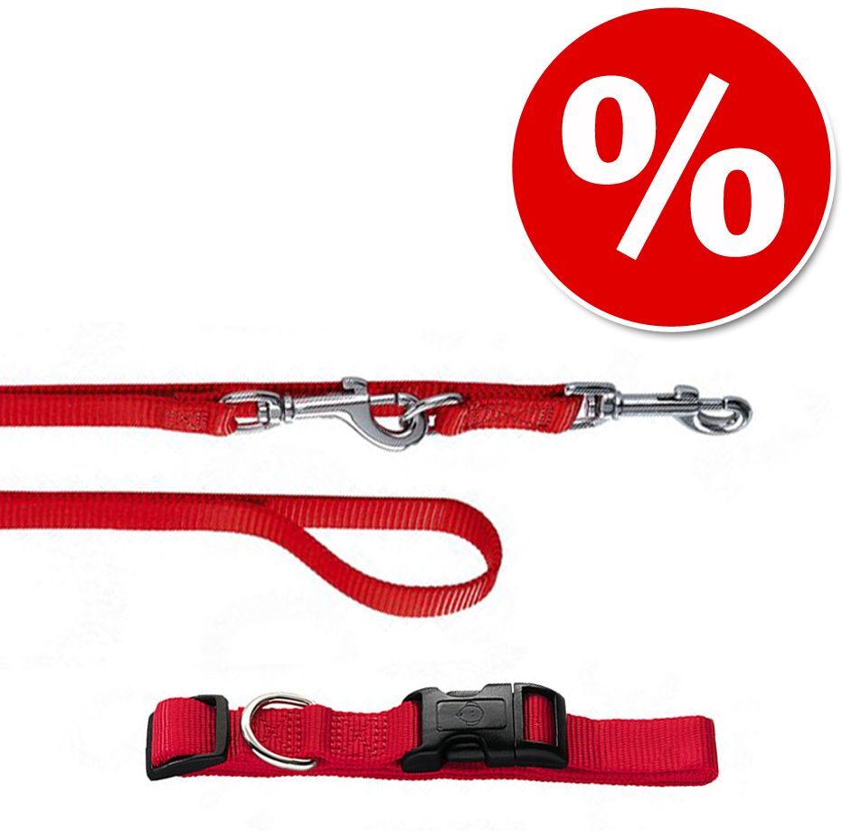 Hunter Sparset! HUNTER: Halsband Ecco Sport + Hundeleine, rot - Halsband Grösse S + Leine 110 cm / 15 mm