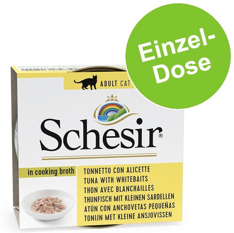 Schesir 70g in Brühe Thunfisch mit kleinen Sardellen Schesir Nassfutter für Katzen