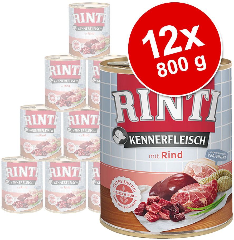 RINTI 12x 800g Kennerfleisch Kalb RINTI Nassfutter für Hunde