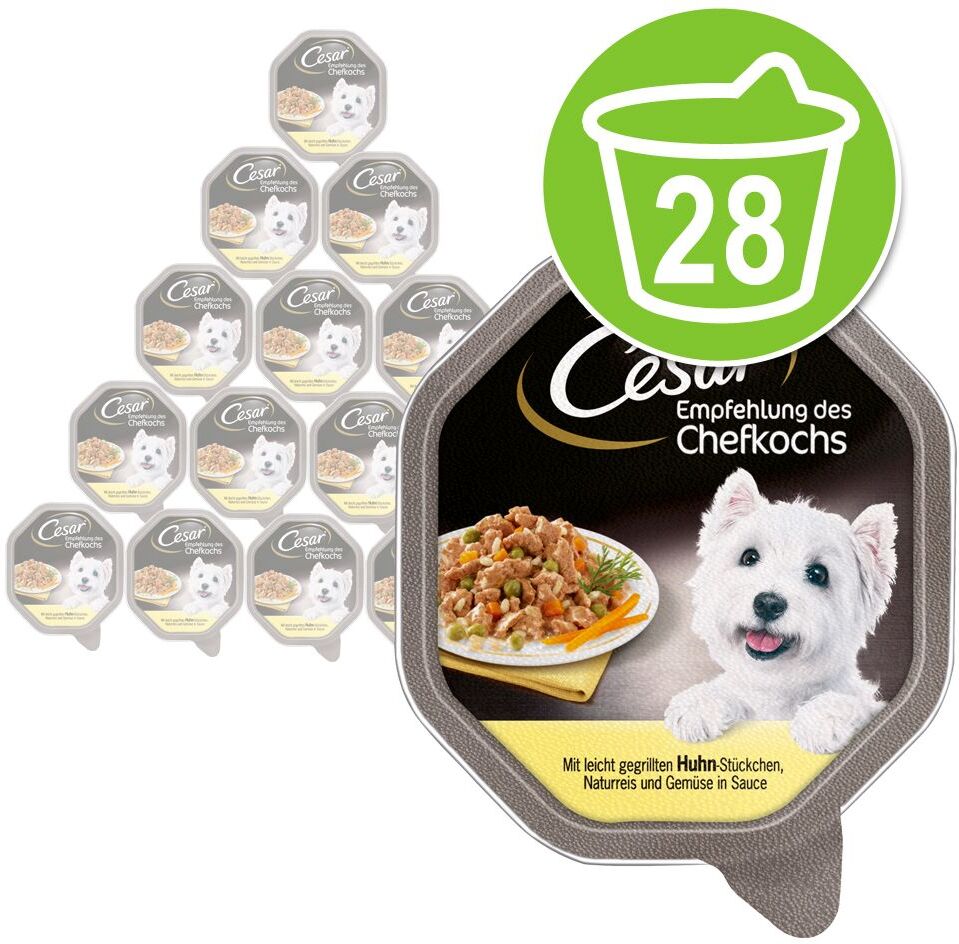 Cesar 28x 150g Klassiker mit zartem Huhn und Truthahn Cesar Nassfutter für Hunde