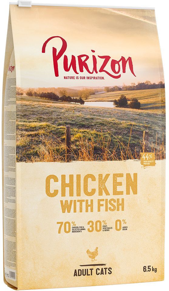 Purizon 6,5kg Adult Huhn mit Fisch Purizon getreidefreies Trockenfutter für Katzen