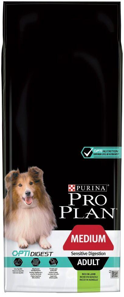 Pro Plan 14kg Medium Adult Lamm & Reis OPTIDIGEST PRO PLAN Trockenfutter für Hunde