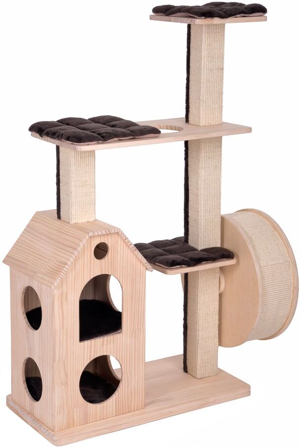 zooplus Exclusive Kratzbaum "Kitty's Playhouse" aus massivem Kiefernholz, creme