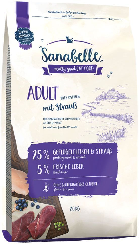 Sanabelle 2x 2kg Adult mit Strauss Sanabelle Trockenfutter für Katzen