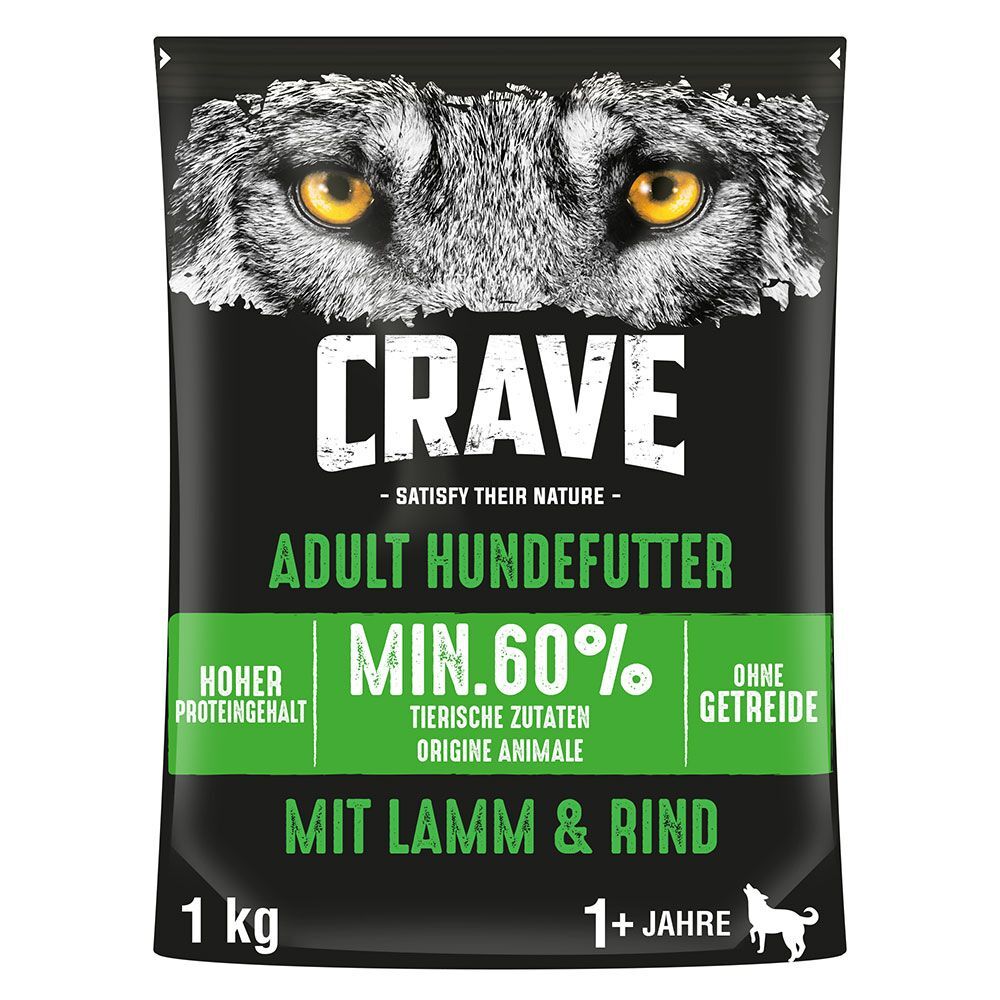 Crave 2x 11,5kg Adult mit Lamm & Rind Crave, Trockenfutter für Hunde