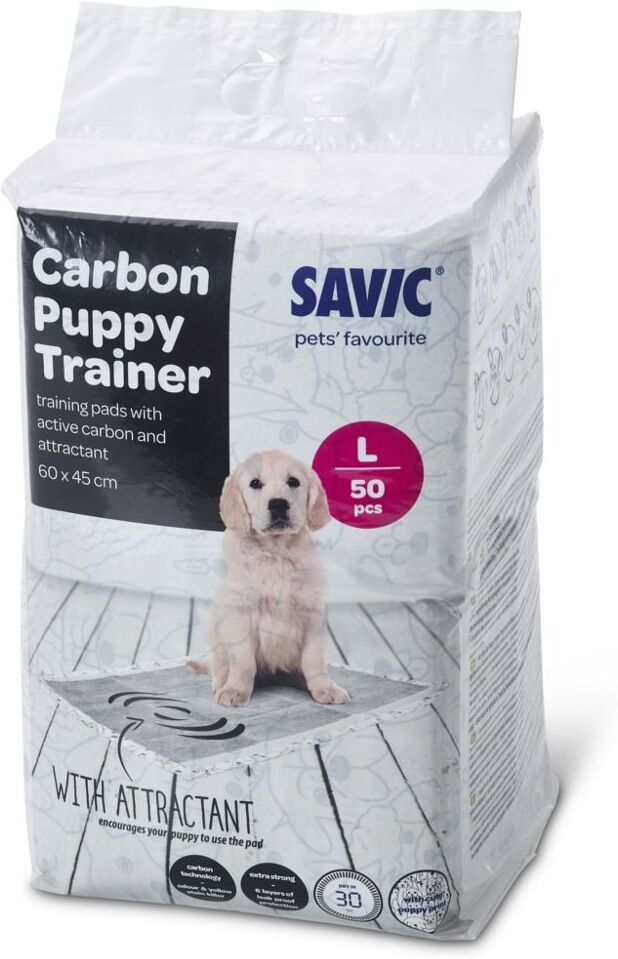 savic 50 Stück Savic Puppy Trainer Pads mit Aktivkohle, Trainingsunterlage für Hunde, L 45x B 30cm