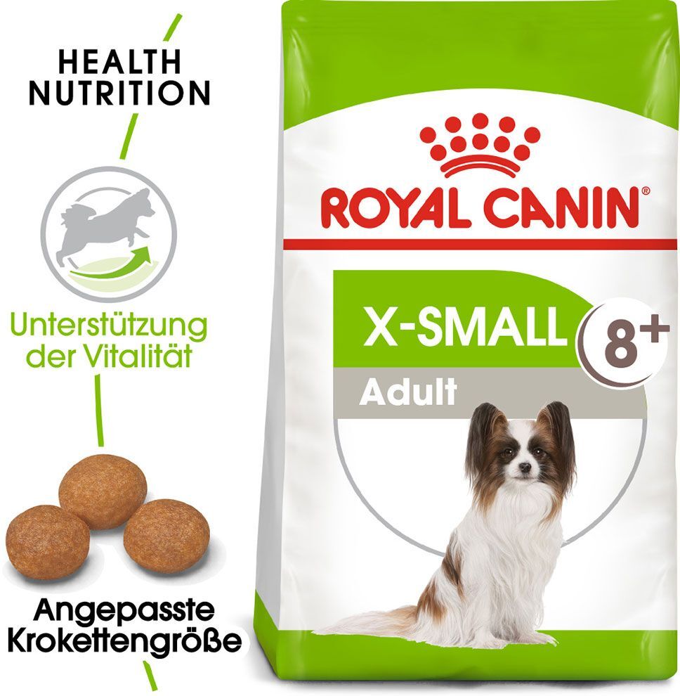 Royal Canin Size 2x 3kg X-Small Adult 8 + Royal Canin Trockenfutter für Hunde