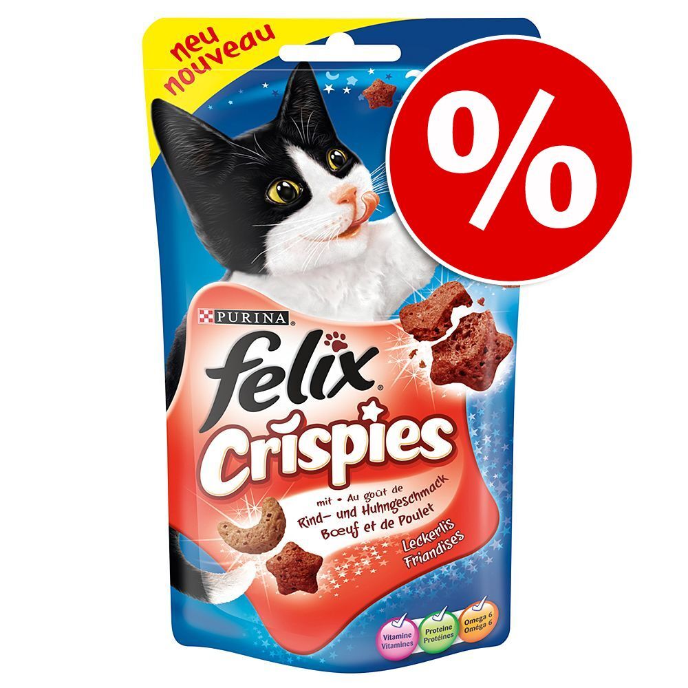 Felix 25x 45g Crispies Fleisch & Gemüse Felix Katzensnacks