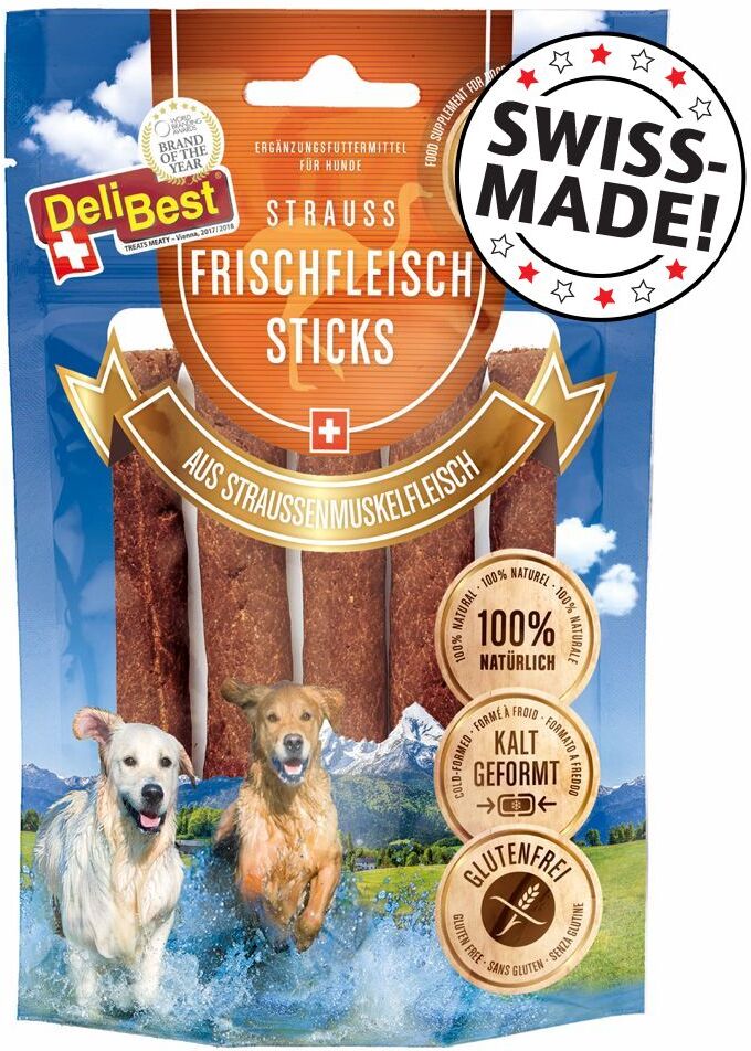 DeliBest 10x 10cm Straussen Frischfleischsticks DeliBest Hundesnacks