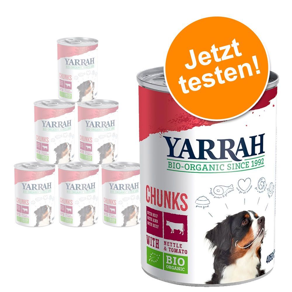 Yarrah 6x 400/405g Mix Probierpaket, 3 Sorten Yarrah Nassfutter für Hunde