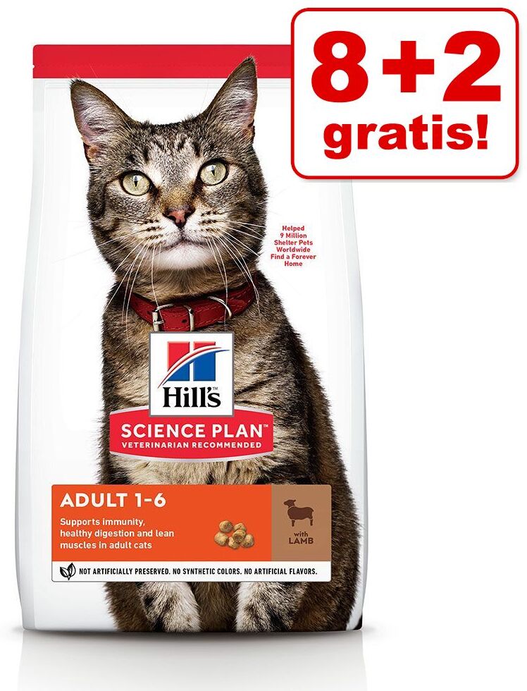 Hill's Science Plan 10kg Science Plan Adult Lamm & Reis Hill's Katzenfutter trocken - 8+2 gratis!