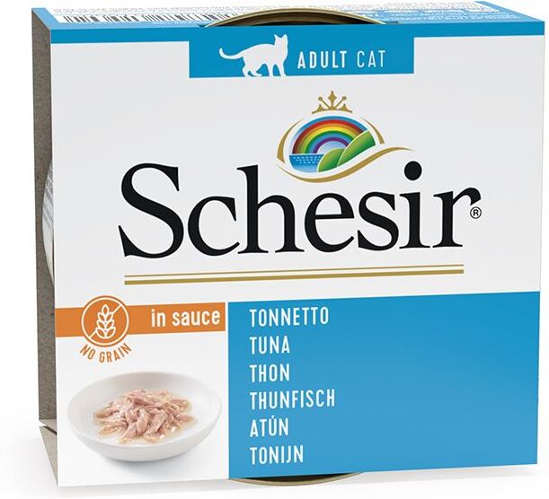 Schesir 6x 70g natürliche Sauce Thunfisch mit Lachs Schesir Nassfutter für Katzen