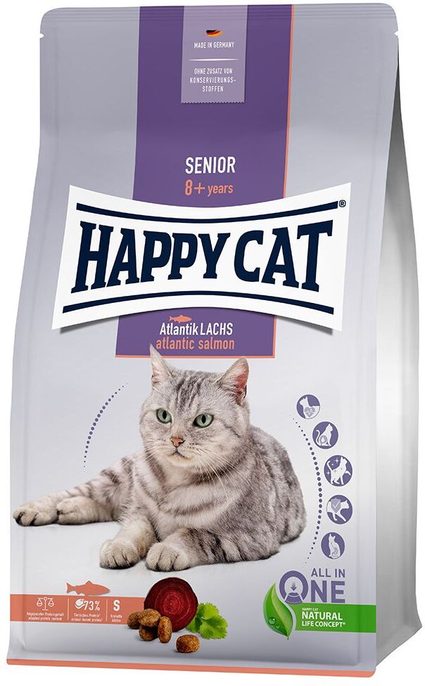 Happy Cat 2x 4kg Senior Atlantik-Lachs Happy Cat Trockenfutter für Katzen