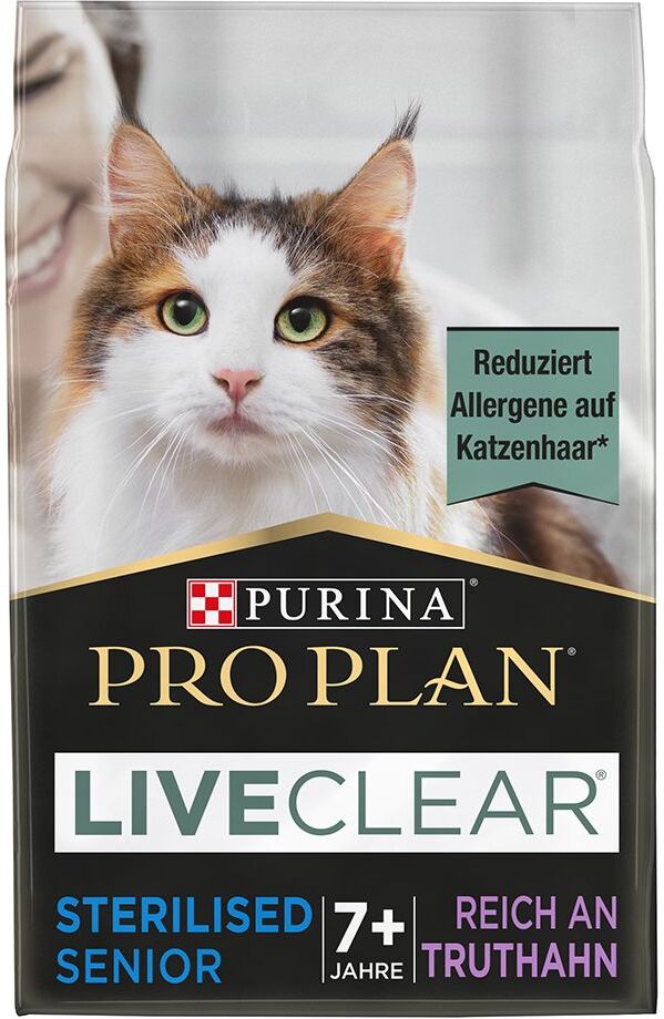 Pro Plan 2x 2,8kg LiveClear Sterilised Senior 7+ Truthahn Pro Plan Trockenfutter für Katzen