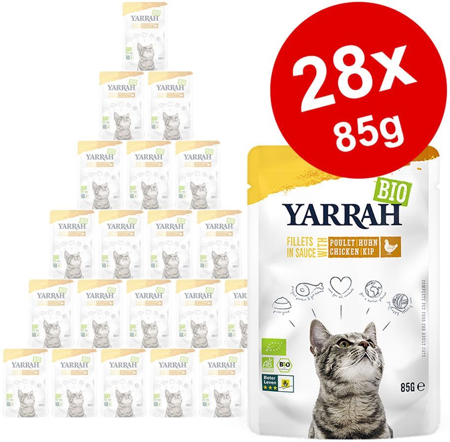 Yarrah 28x 85g Filets in Sosse mit Rind Yarrah Bio Nassfutter für Katzen