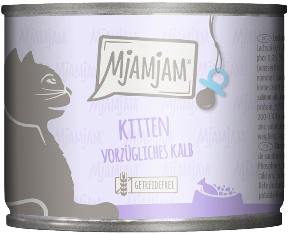 MjAMjAM 6x 200g Kitten saftiges Hühnchen mit Lachsöl MjAMjAM Nassfutter für Katzen