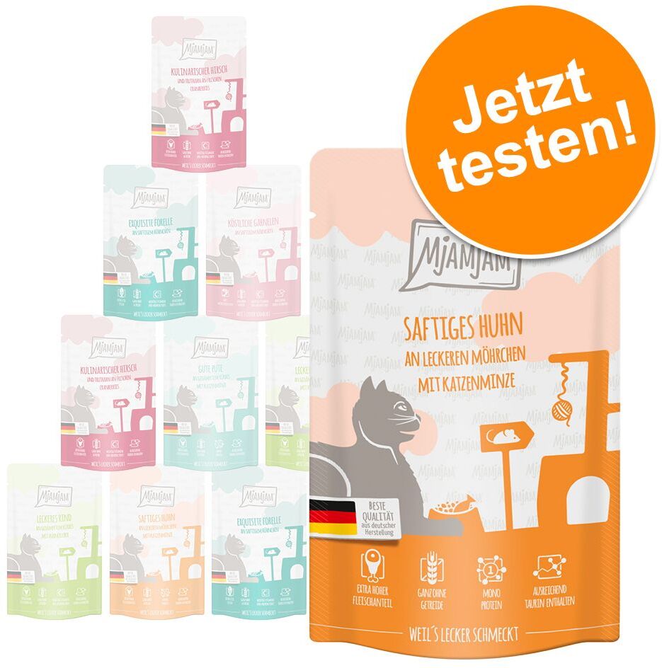 MjAMjAM 12x 125g Mixpack (6 Sorten) MjAMjAM Nassfutter für Katzen