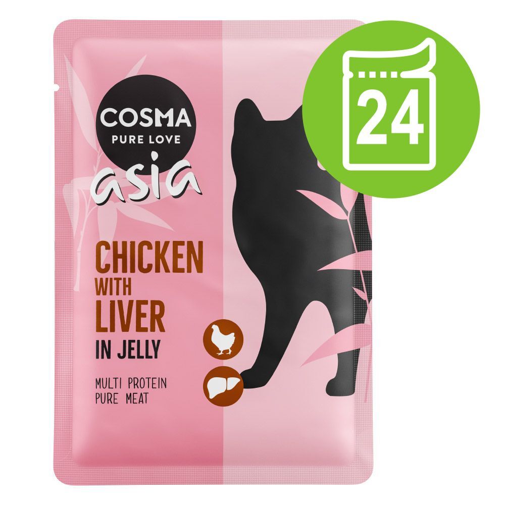 Cosma 24x 100g Asia Frischebeutel Huhn & Thunfisch Cosma Nassfutter für Katzen
