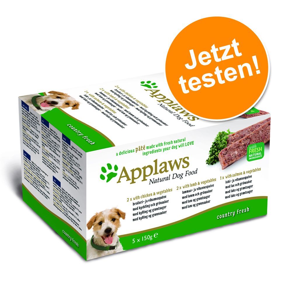 Applaws 5x 150g Dog Paté Country Selection: Hühnchen, Lamm & Lachs Applaws Nassfutter für Hunde