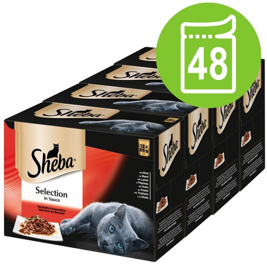 Sheba 48x 85g Delikatesse in Gelee Geflügel Variation Sheba Nassfutter für Katzen