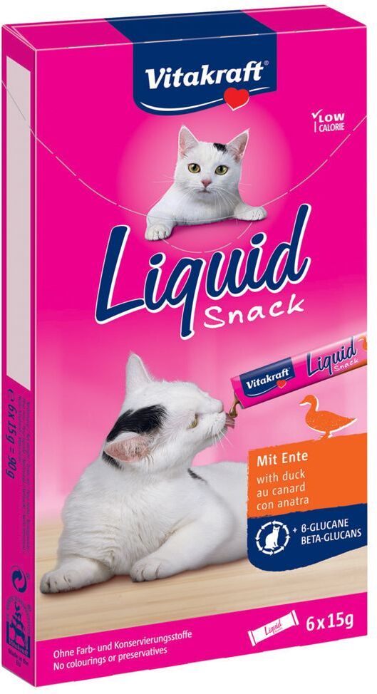 Vitakraft 6x 15g Cat Liquid-Snack Ente & ss-Glucane Vitakraft Katzensnacks